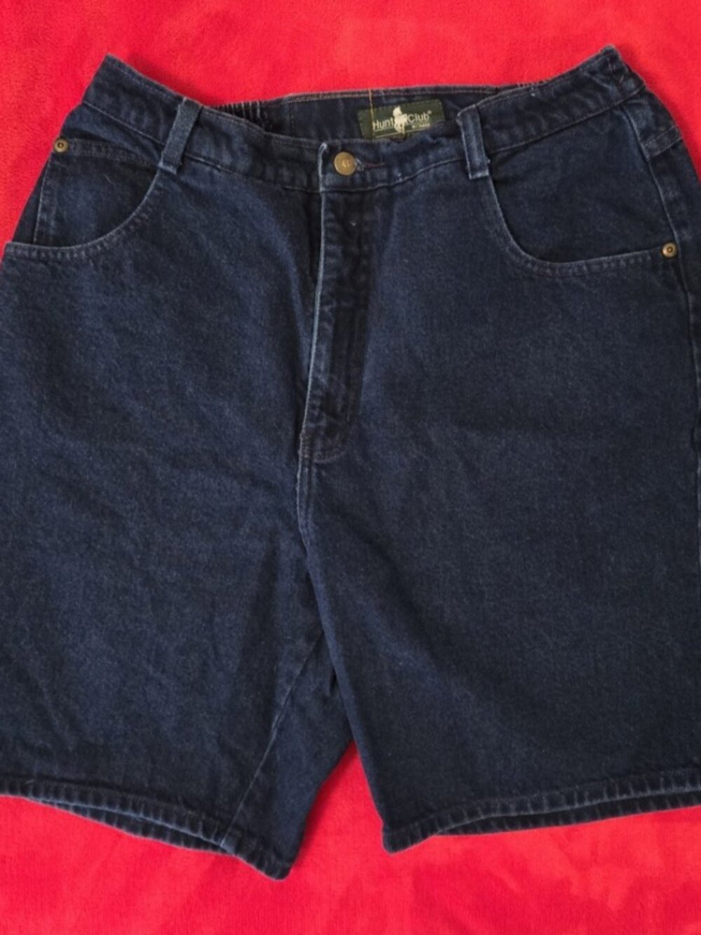 Vintage 90s Hunt Club High Rise Denim Shorts Women’s Size 16 W Dark Wash